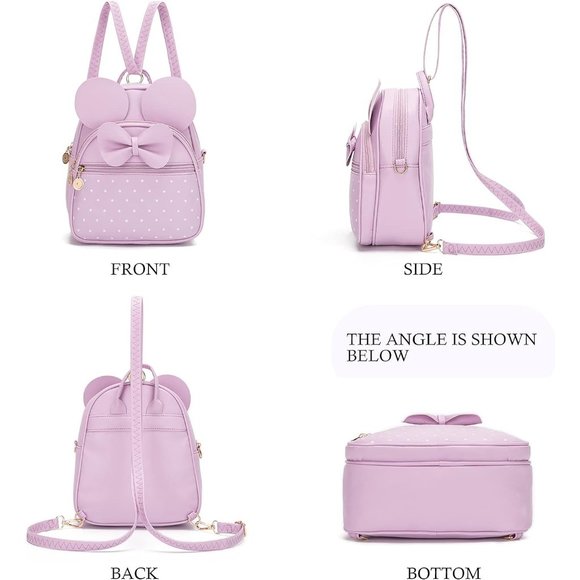 Bowknot Polka Dot Mini Backpack And Convertible Shoulder Bag Purse for Women - Picture 5 of 7